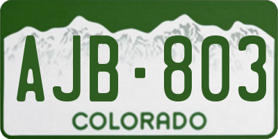 CO license plate AJB803