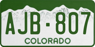 CO license plate AJB807