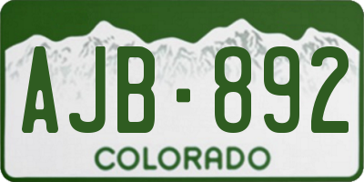 CO license plate AJB892