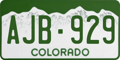 CO license plate AJB929