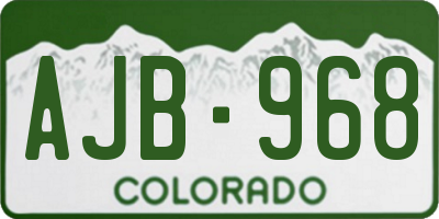 CO license plate AJB968