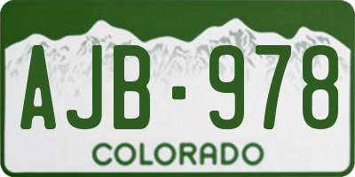 CO license plate AJB978