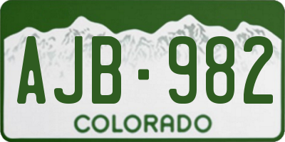 CO license plate AJB982