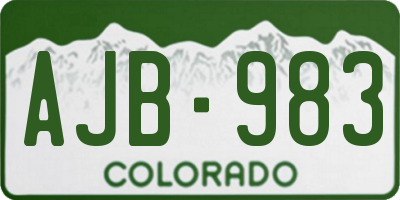 CO license plate AJB983