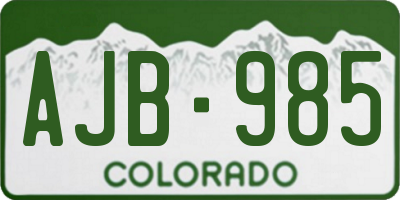 CO license plate AJB985