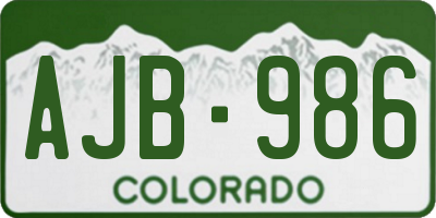 CO license plate AJB986