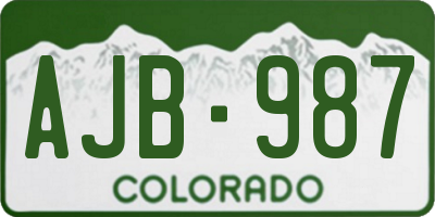 CO license plate AJB987