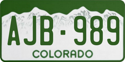 CO license plate AJB989