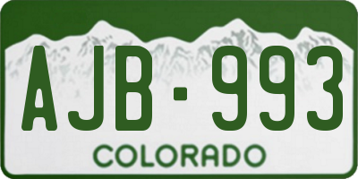 CO license plate AJB993