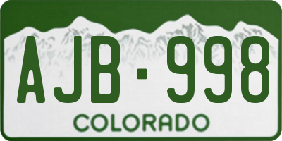CO license plate AJB998
