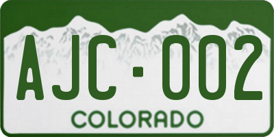 CO license plate AJC002