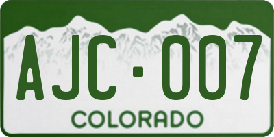 CO license plate AJC007
