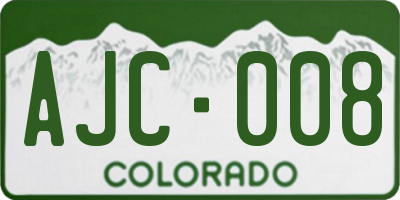 CO license plate AJC008