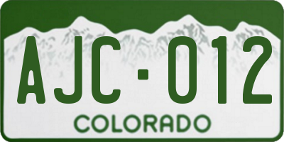 CO license plate AJC012