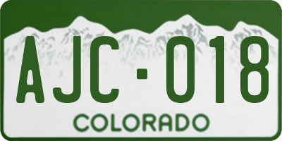 CO license plate AJC018