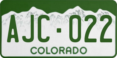 CO license plate AJC022