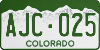 CO license plate AJC025