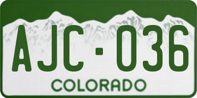 CO license plate AJC036