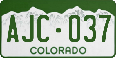 CO license plate AJC037