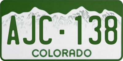 CO license plate AJC138