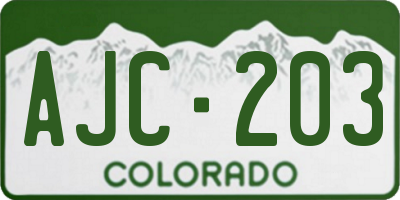 CO license plate AJC203