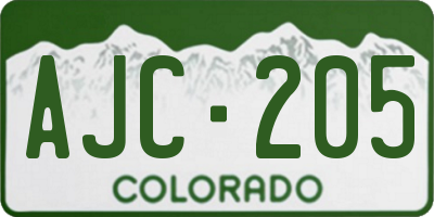 CO license plate AJC205