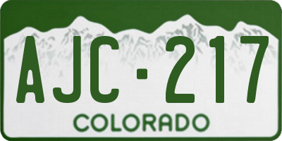 CO license plate AJC217