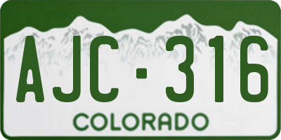 CO license plate AJC316