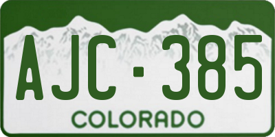CO license plate AJC385