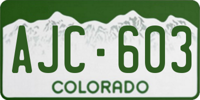 CO license plate AJC603