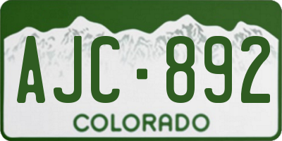 CO license plate AJC892