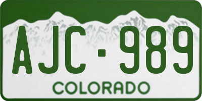 CO license plate AJC989