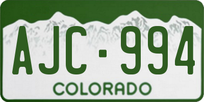 CO license plate AJC994