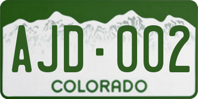 CO license plate AJD002