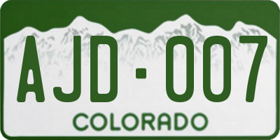 CO license plate AJD007