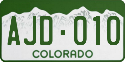 CO license plate AJD010