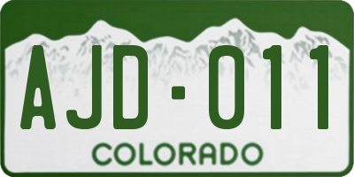 CO license plate AJD011