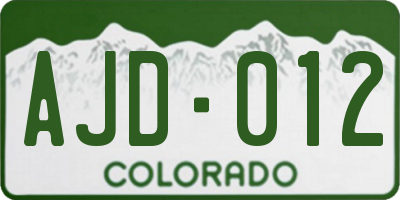 CO license plate AJD012