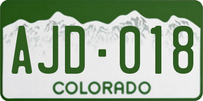 CO license plate AJD018