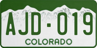 CO license plate AJD019