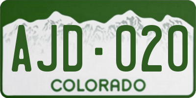CO license plate AJD020