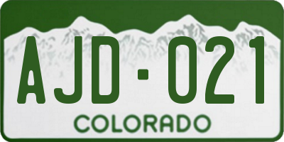 CO license plate AJD021