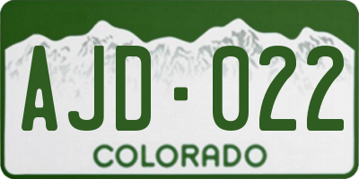 CO license plate AJD022