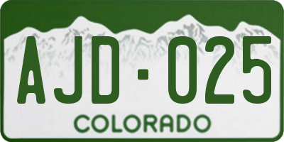 CO license plate AJD025