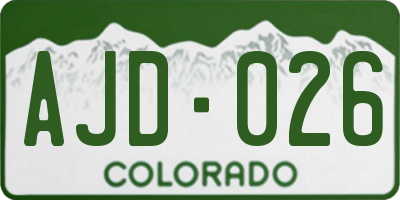 CO license plate AJD026