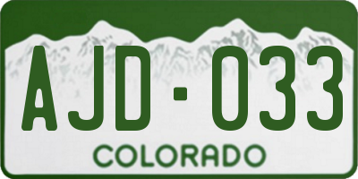 CO license plate AJD033