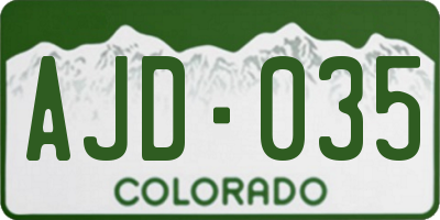 CO license plate AJD035