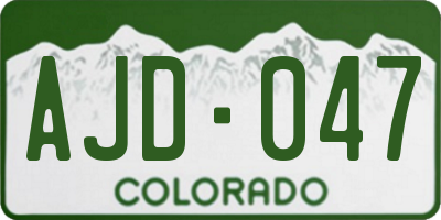 CO license plate AJD047