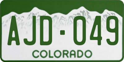 CO license plate AJD049