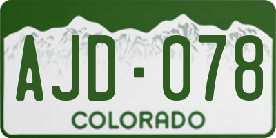 CO license plate AJD078